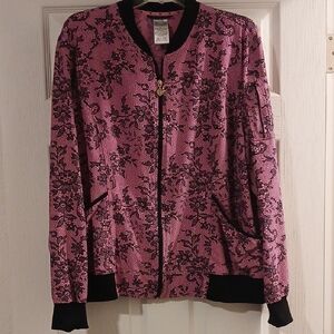 Pink and Black Lace Women's Scrub Jacket